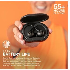 Jlab 2nd Gen true wireless Black Epic Air Sport ANC Earbuds Audio Epic Air Sport